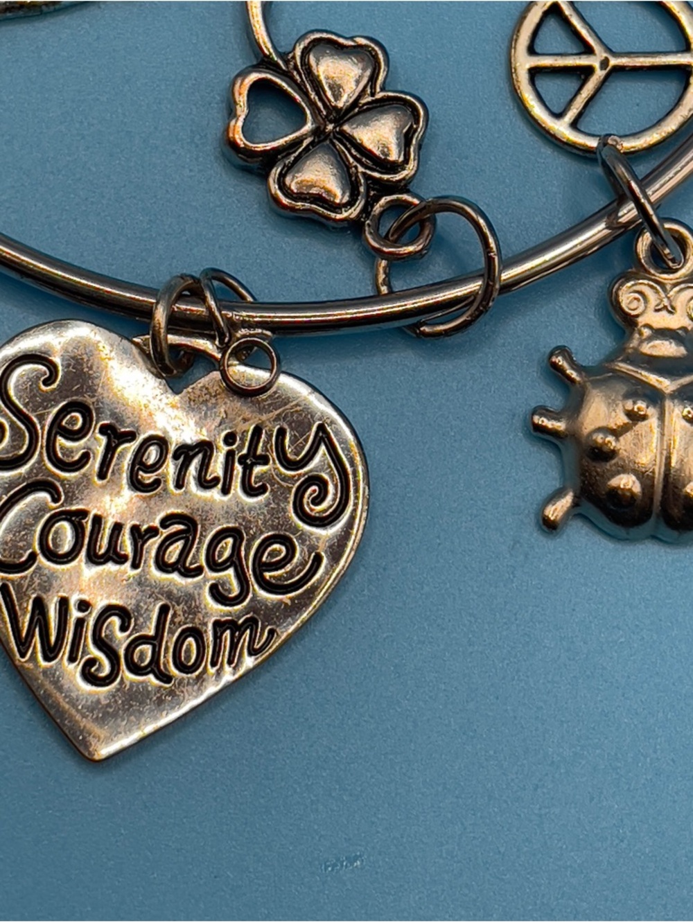 Serenity Loaded Charm Bangle • Turtle Mermaid Peace Clover • Gift Boxed - Picture 10 of 17